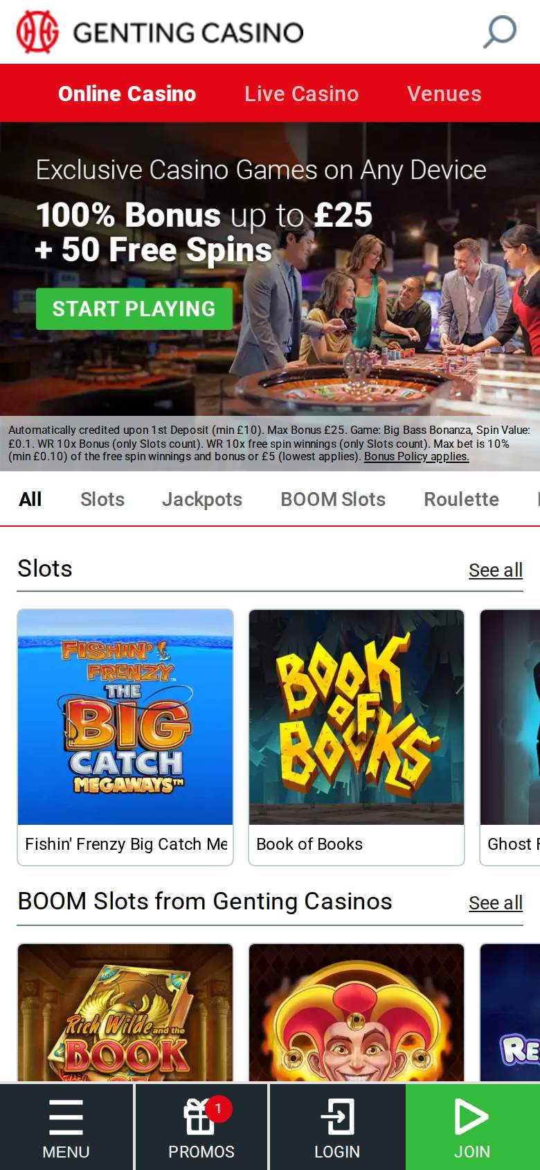 Genting Casino — game lobby