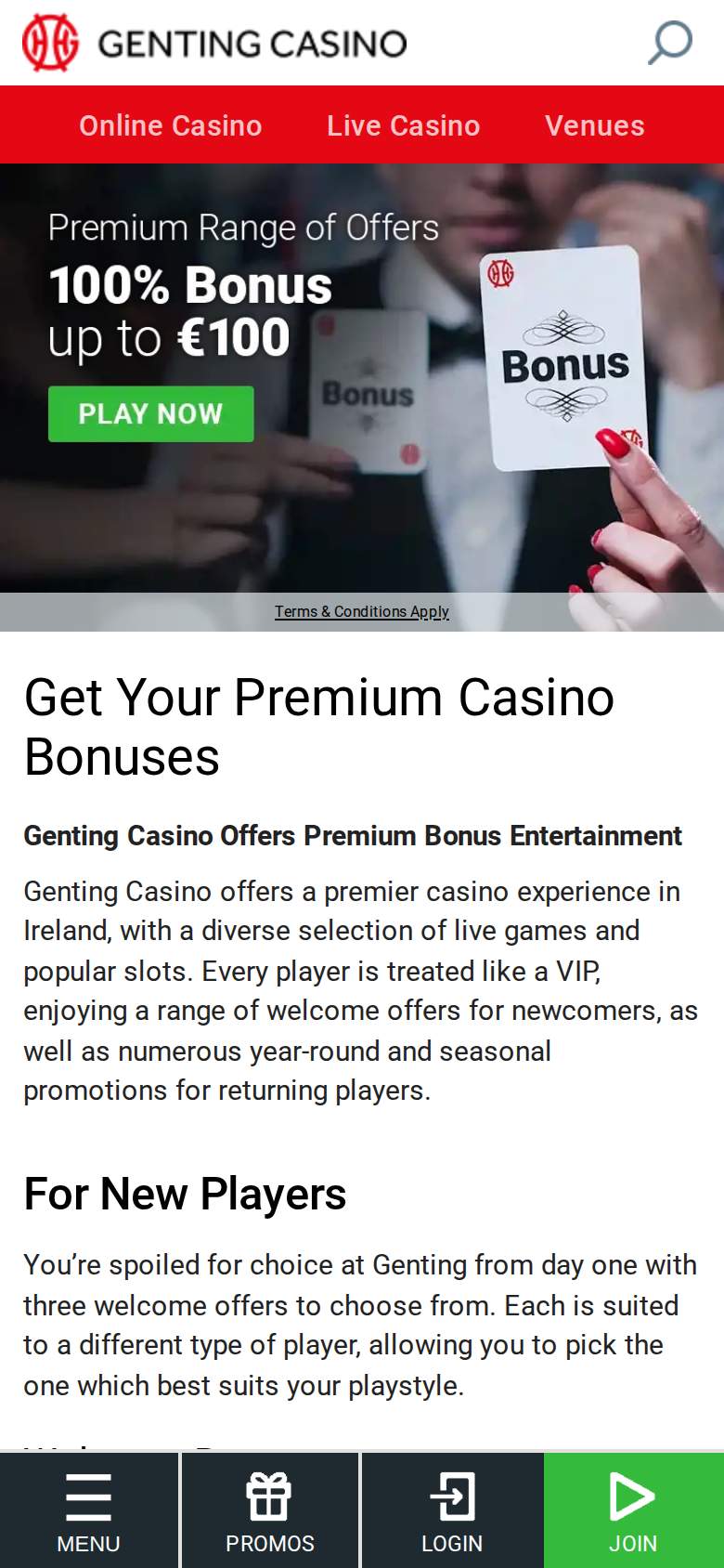 Genting Casino — promotions page