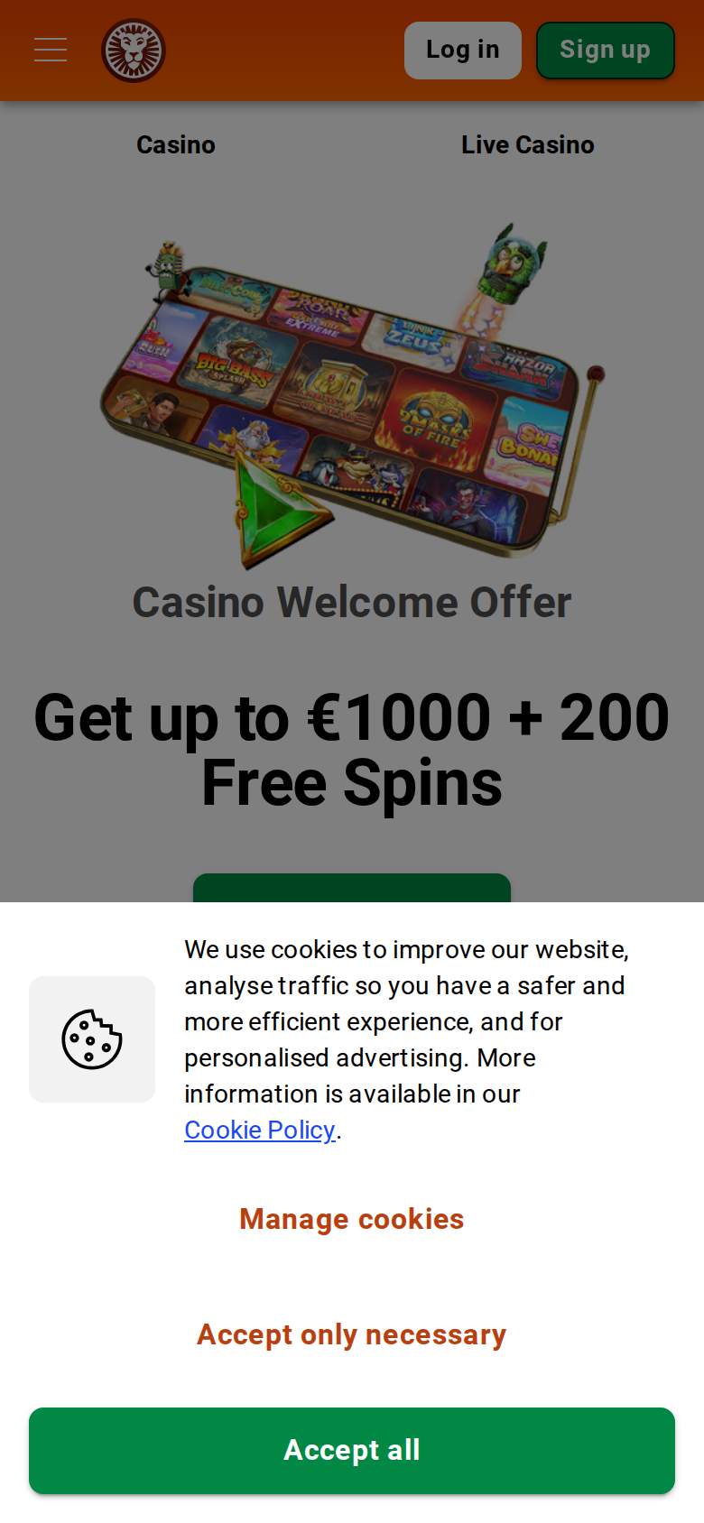 LeoVegas — homepage