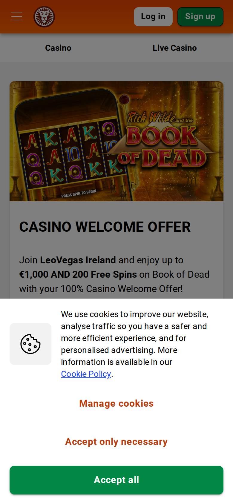 LeoVegas — promotions page