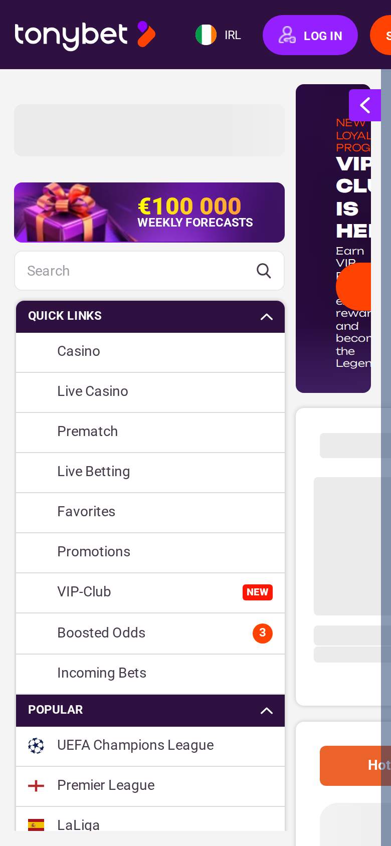 TonyBet — homepage