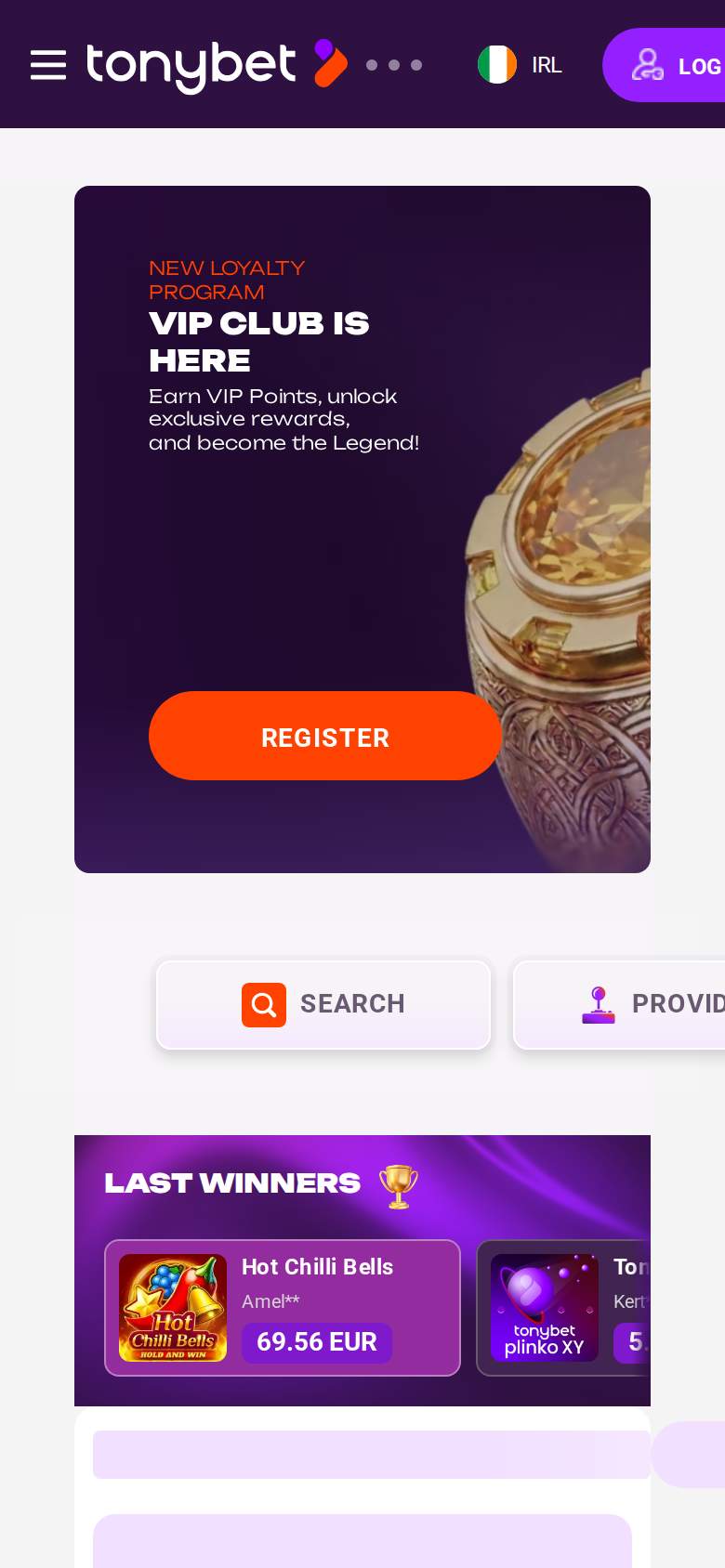 TonyBet — game lobby