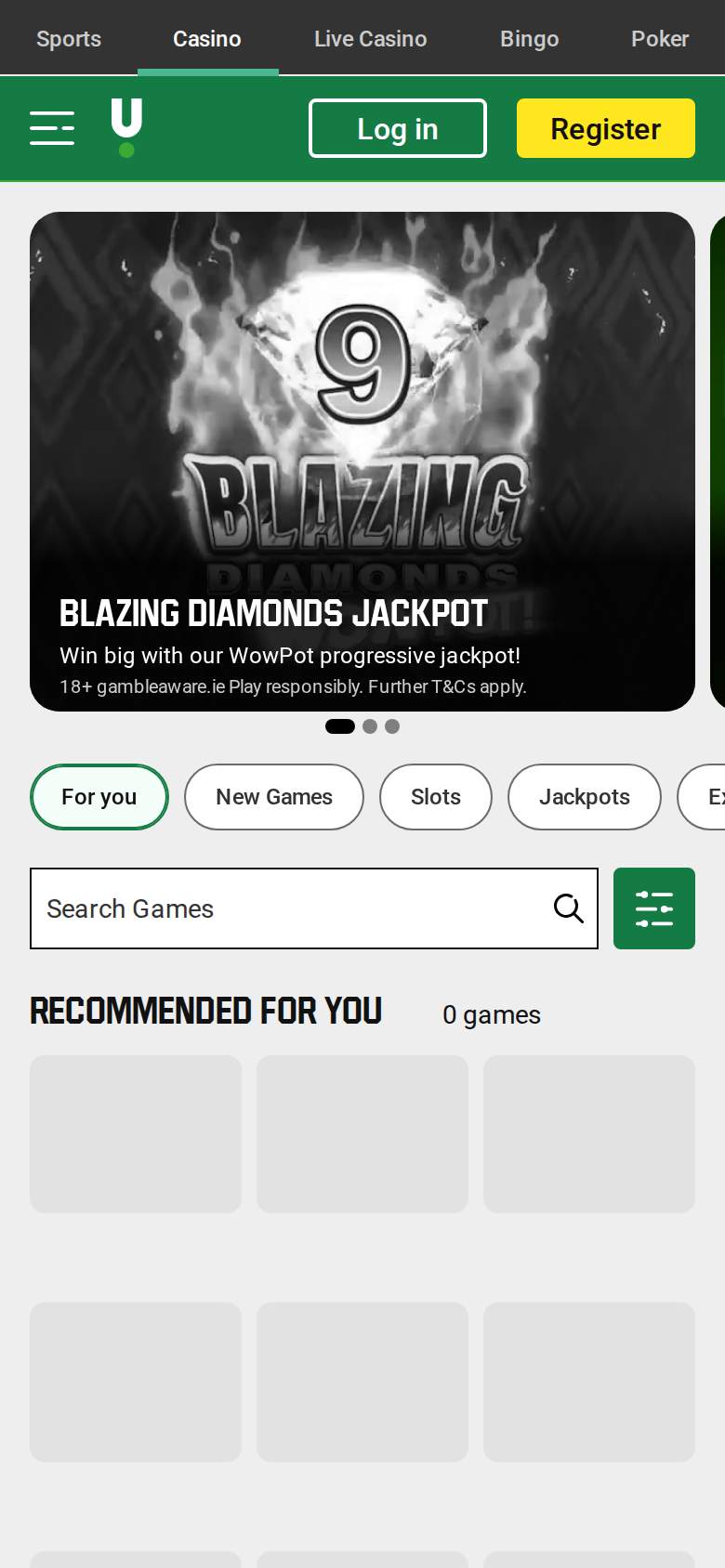 Unibet — game lobby