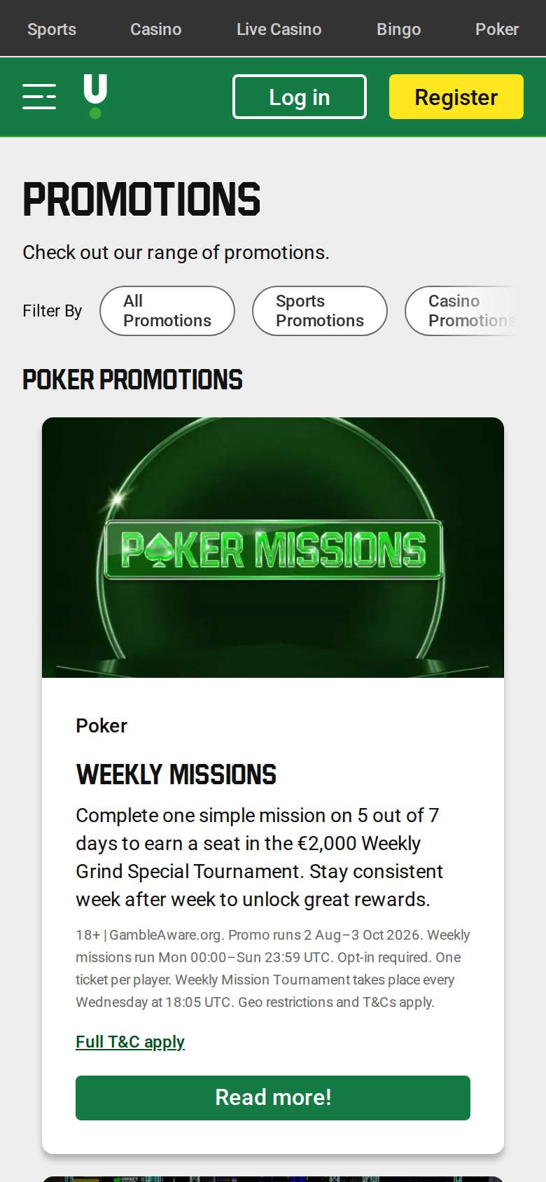 Unibet — promotions page