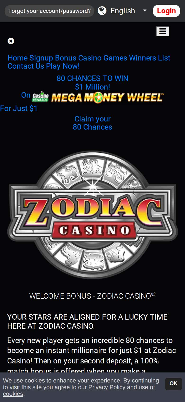 Zodiac — promotions page